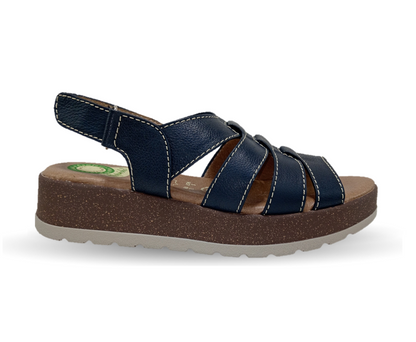 Sandalia de Confort de piel de ternera con Shock Point Capricho 70052 Navy para mujer