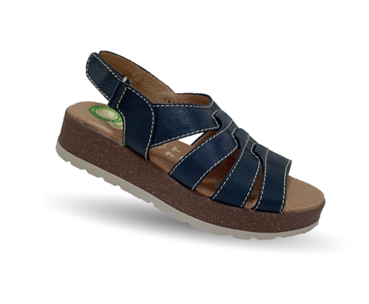 Sandalia de Confort de piel de ternera con Shock Point Capricho 70052 Navy para mujer