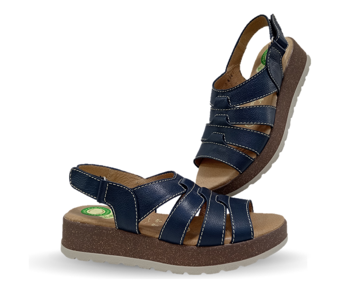 Sandalia de Confort de piel de ternera con Shock Point Capricho 70052 Navy para mujer
