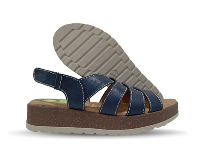 Sandalia de Confort de piel de ternera con Shock Point Capricho 70052 Navy para mujer