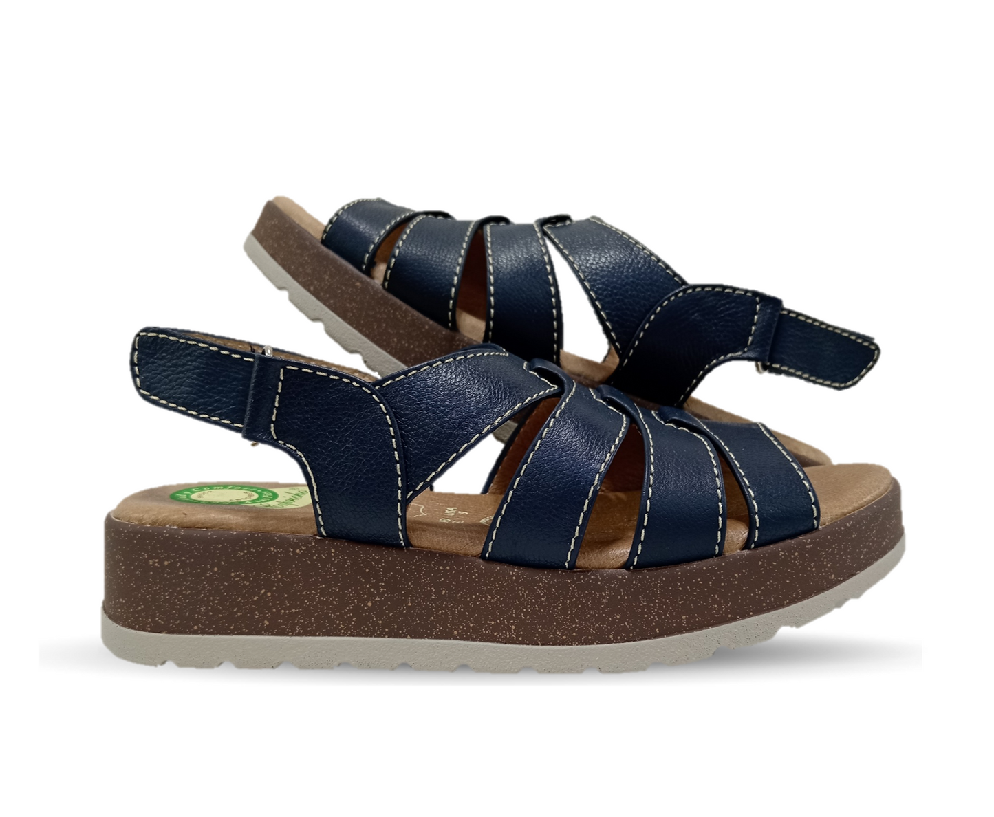 Sandalia de Confort de piel de ternera con Shock Point Capricho 70052 Navy para mujer