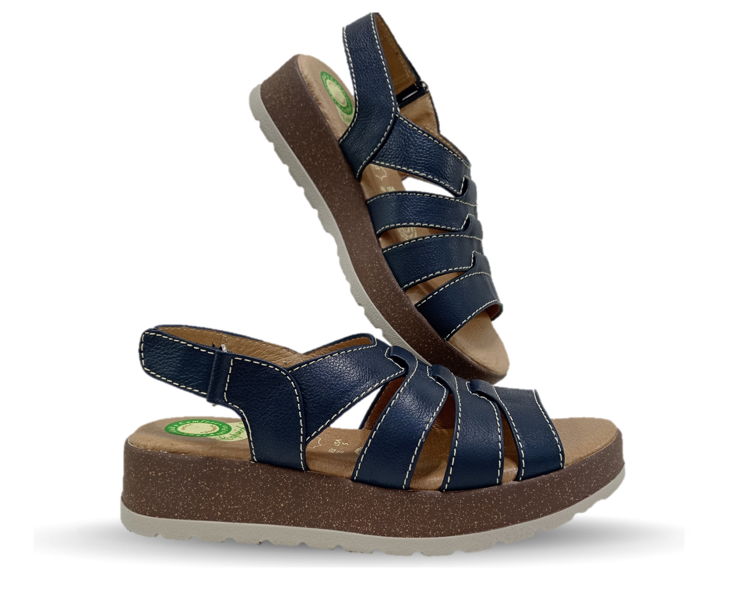 Sandalia de Confort de piel de ternera con Shock Point Capricho 70052 Navy para mujer