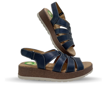 Sandalia de Confort de piel de ternera con Shock Point Capricho 70052 Navy para mujer