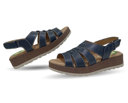 Sandalia de Confort de piel de ternera con Shock Point Capricho 70052 Navy para mujer