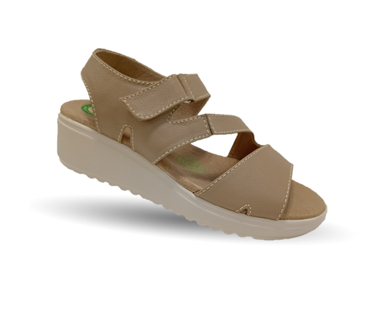 Sandalia de Confort de piel de ternera con Shock Point Capricho 70054 Nude para mujer