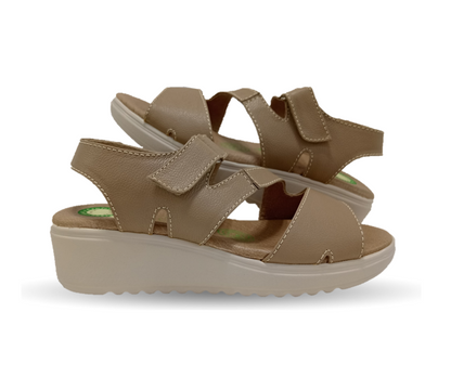 Sandalia de Confort de piel de ternera con Shock Point Capricho 70054 Nude para mujer
