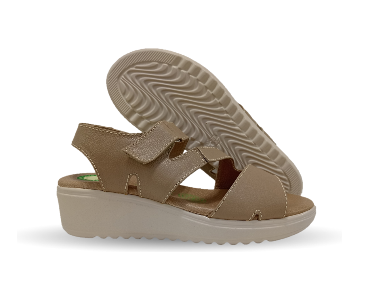 Sandalia de Confort de piel de ternera con Shock Point Capricho 70054 Nude para mujer