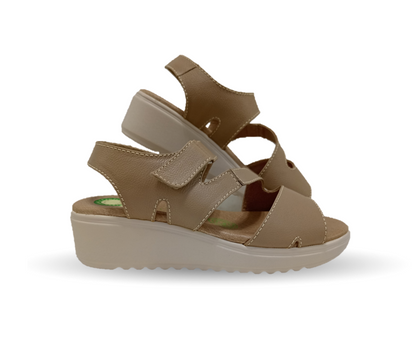 Sandalia de Confort de piel de ternera con Shock Point Capricho 70054 Nude para mujer