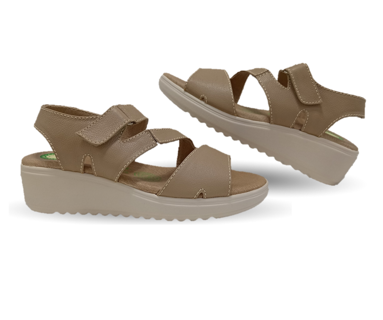 Sandalia de Confort de piel de ternera con Shock Point Capricho 70054 Nude para mujer