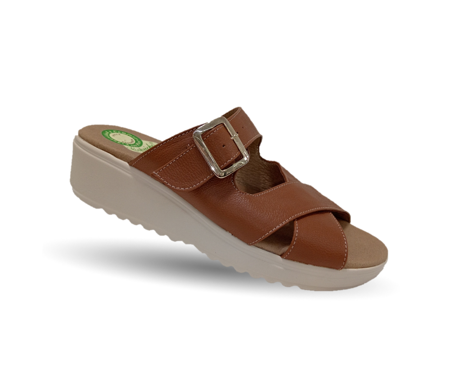 Sandalia de Confort de piel de ternera con Shock Point Capricho 70055 Brandy para mujer