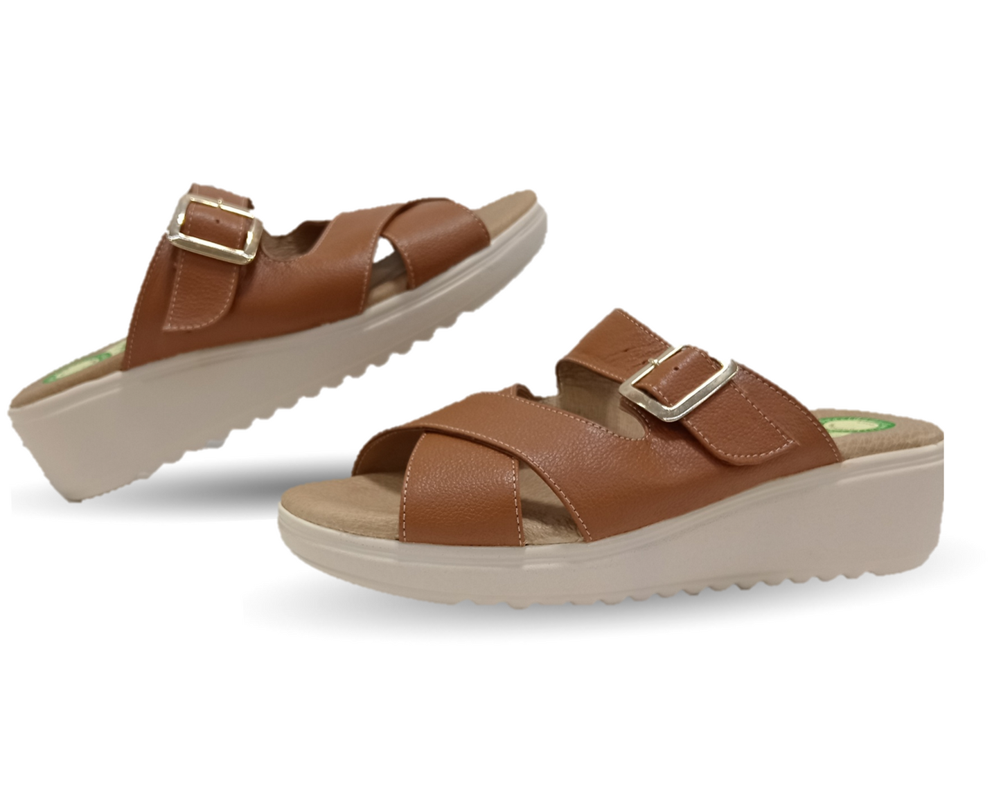 Sandalia de Confort de piel de ternera con Shock Point Capricho 70055 Brandy para mujer