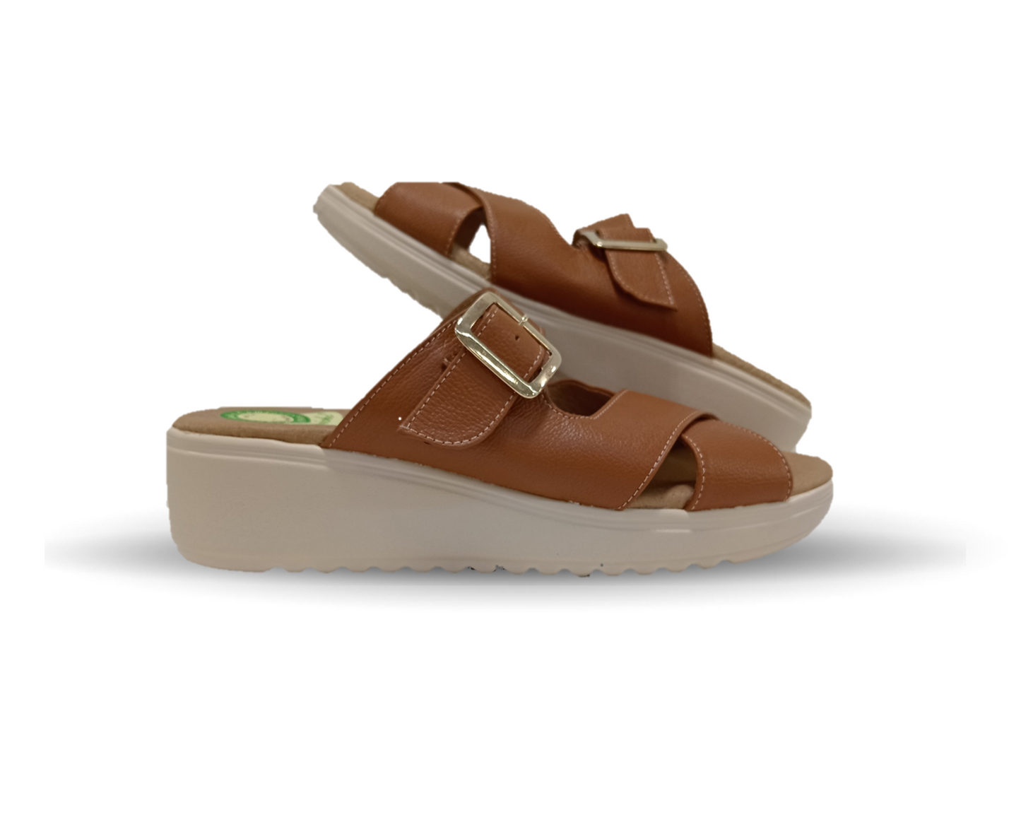 Sandalia de Confort de piel de ternera con Shock Point Capricho 70055 Brandy para mujer