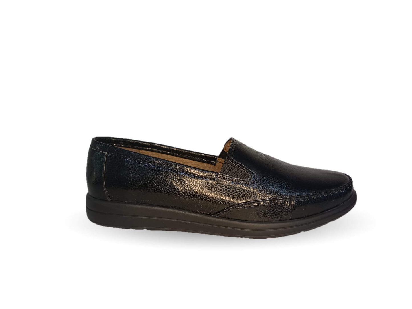 Zapato de Confort y Casual de piel de ternera con Shock Point Capricho 72013 Negro para mujer