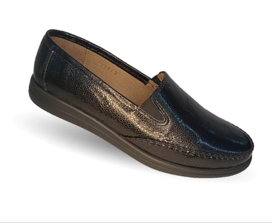 Zapato de Confort y Casual de piel de ternera con Shock Point Capricho 72013 Negro para mujer