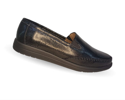 Zapato de Confort y Casual de piel de ternera con Shock Point Capricho 72013 Negro para mujer