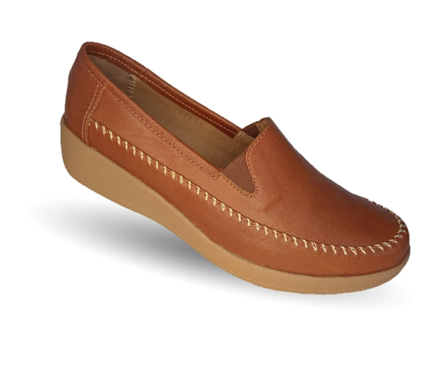 Zapato de Confort y Casual de piel de ternera con Shock Point Capricho 73014 Brandy para mujer