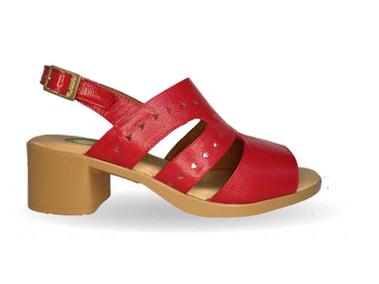 Sandalia de Confort de piel de ternera con Shock Point Capricho 78004 Rojo para mujer