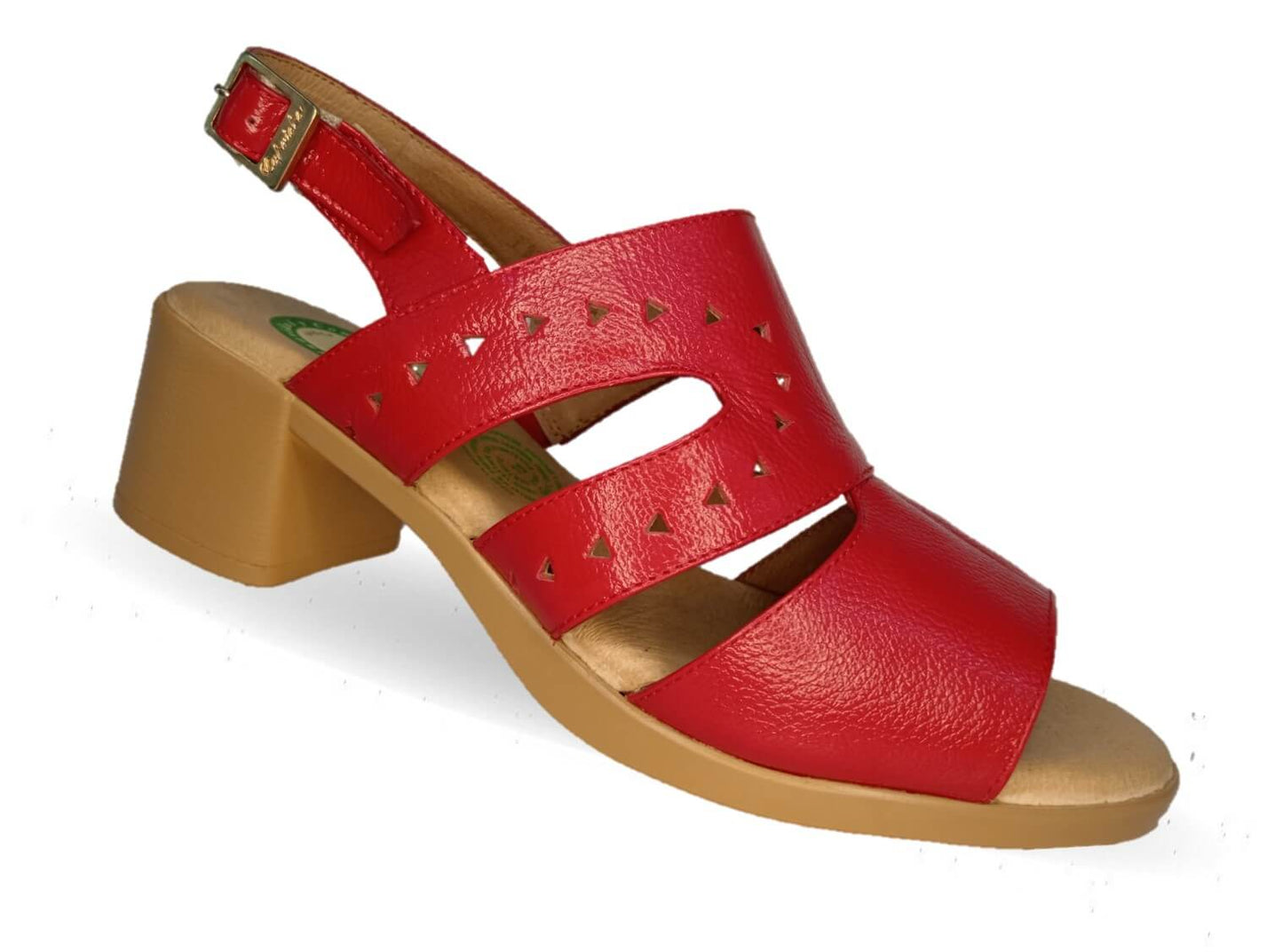 Sandalia de Confort de piel de ternera con Shock Point Capricho 78004 Rojo para mujer