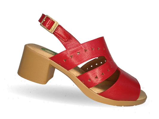 Sandalia de Confort de piel de ternera con Shock Point Capricho 78004 Rojo para mujer
