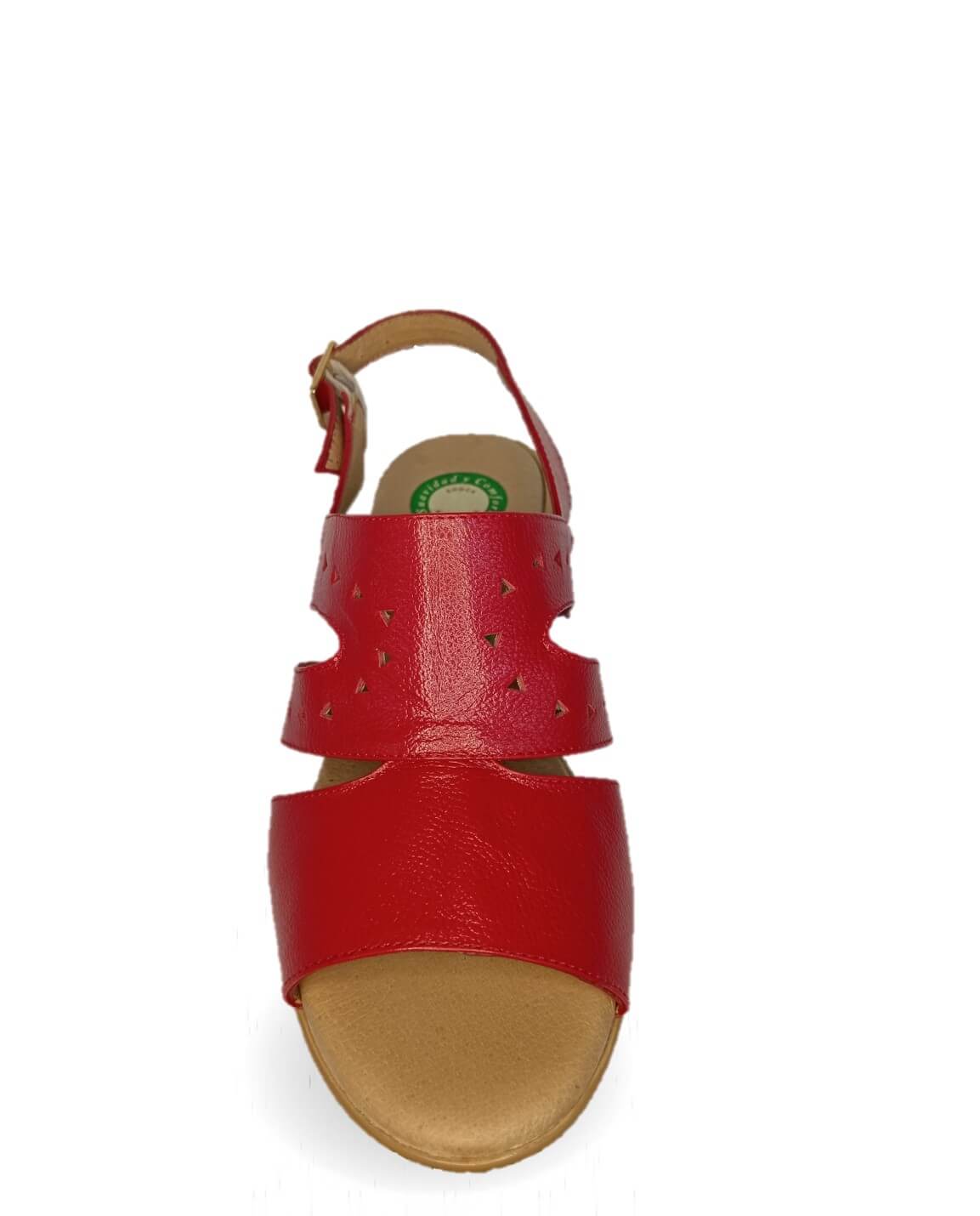 Sandalia de Confort de piel de ternera con Shock Point Capricho 78004 Rojo para mujer