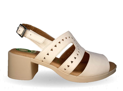 Sandalia de Confort de piel de ternera con Shock Point Capricho 78004 Blanco para mujer