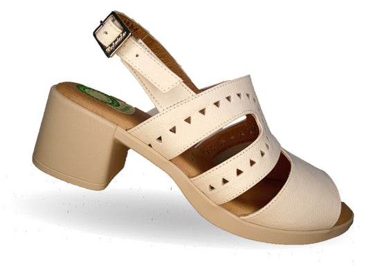 Sandalia de Confort de piel de ternera con Shock Point Capricho 78004 Blanco para mujer