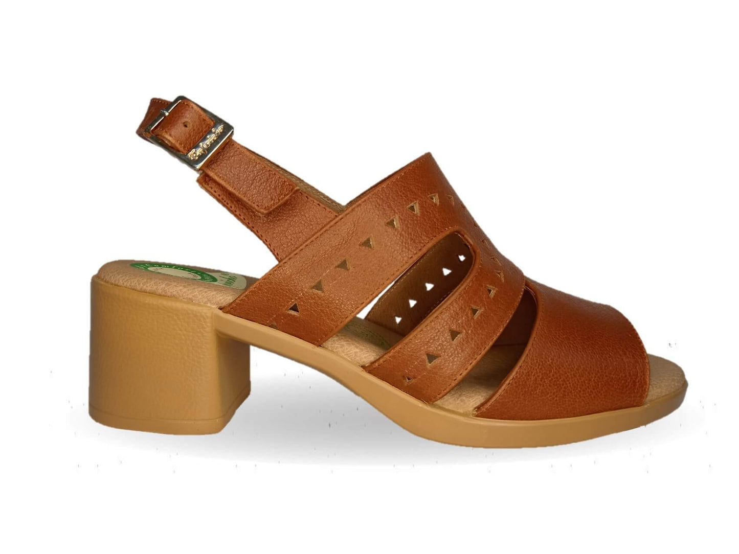 Sandalia de Confort de piel de ternera con Shock Point Capricho 78004 Brandy para mujer