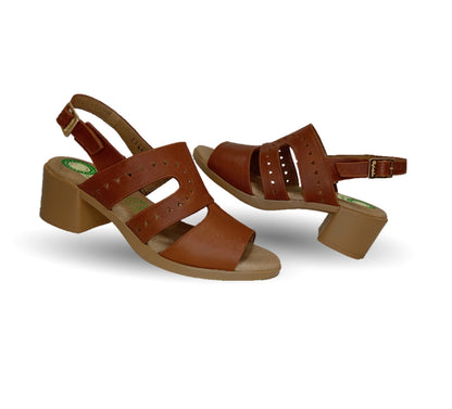 Sandalia de Confort de piel de ternera con Shock Point Capricho 78004 Brandy para mujer