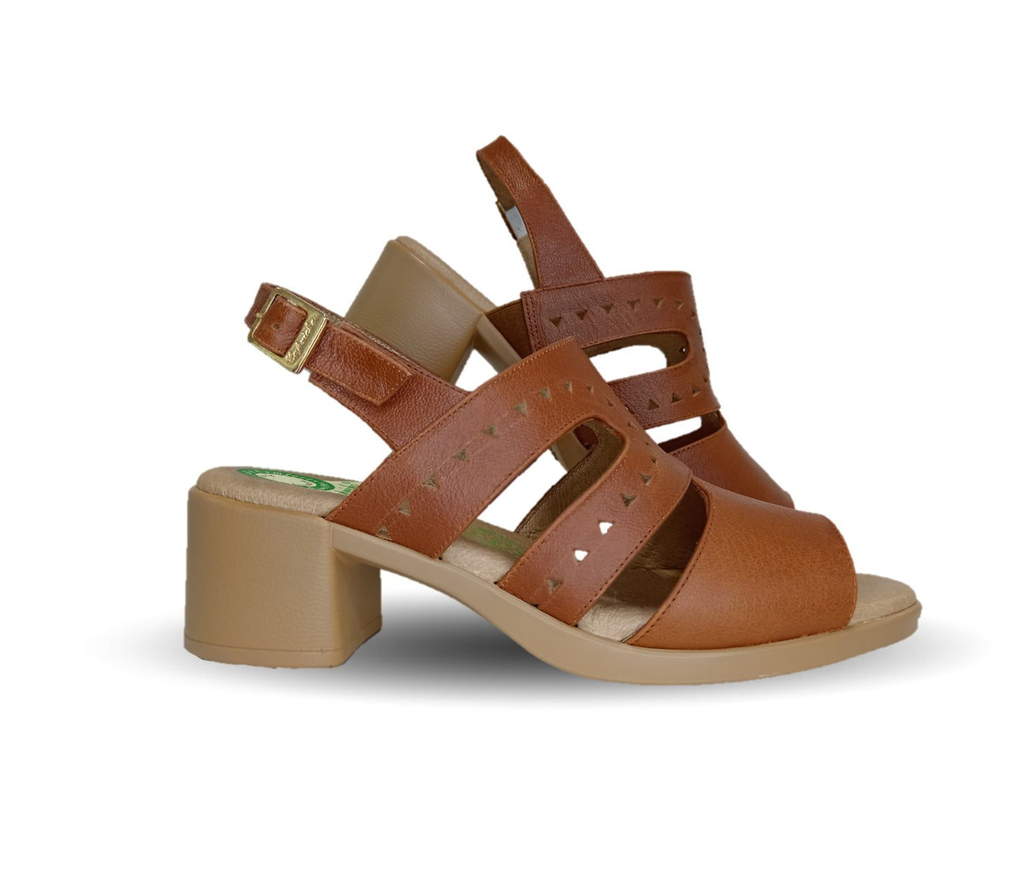 Sandalia de Confort de piel de ternera con Shock Point Capricho 78004 Brandy para mujer