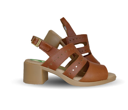 Sandalia de Confort de piel de ternera con Shock Point Capricho 78004 Brandy para mujer