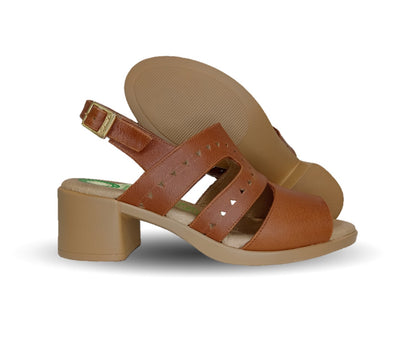 Sandalia de Confort de piel de ternera con Shock Point Capricho 78004 Brandy para mujer