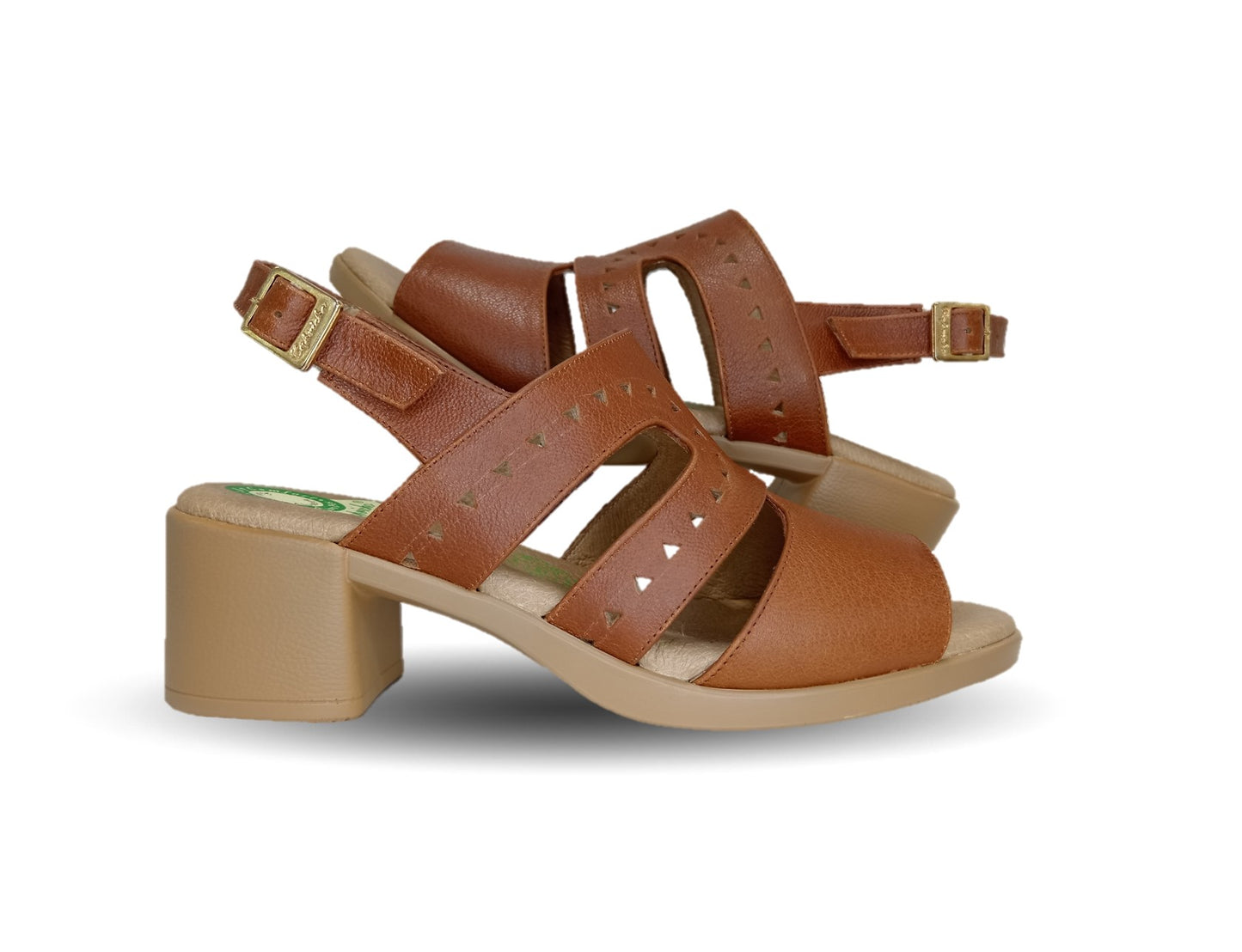 Sandalia de Confort de piel de ternera con Shock Point Capricho 78004 Brandy para mujer