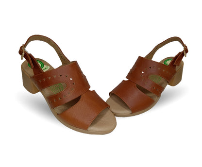 Sandalia de Confort de piel de ternera con Shock Point Capricho 78004 Brandy para mujer
