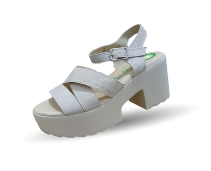 Sandalia de Confort de piel de ternera con Shock Point Capricho 82001 Serpiente Hueso para mujer