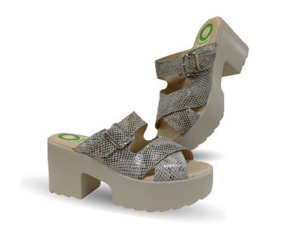 Sandalia de Confort de piel de ternera con Shock Point Capricho 82003 Víbora Blanco para mujer