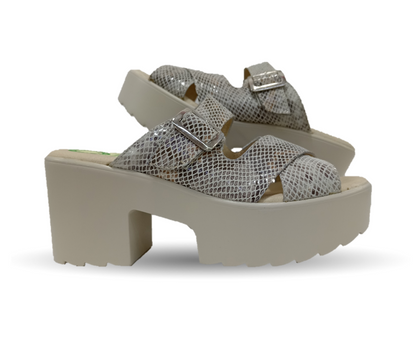 Sandalia de Confort de piel de ternera con Shock Point Capricho 82003 Víbora Blanco para mujer