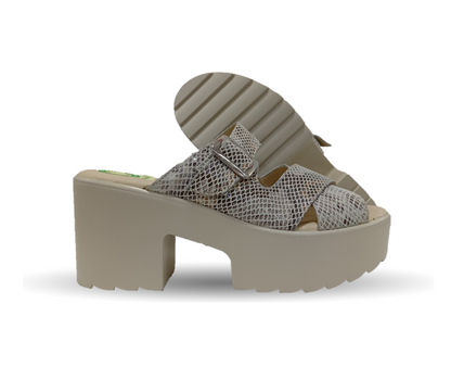 Sandalia de Confort de piel de ternera con Shock Point Capricho 82003 Víbora Blanco para mujer
