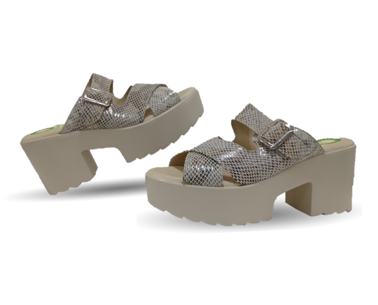 Sandalia de Confort de piel de ternera con Shock Point Capricho 82003 Víbora Blanco para mujer