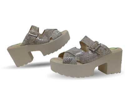 Sandalia de Confort de piel de ternera con Shock Point Capricho 82003 Víbora Blanco para mujer
