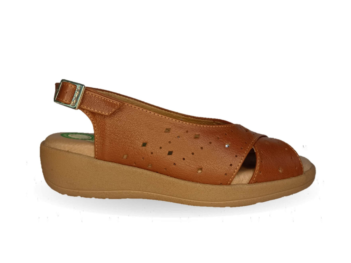 Sandalia de Confort de piel de ternera con Shock Point Capricho 84001 Brandy para mujer