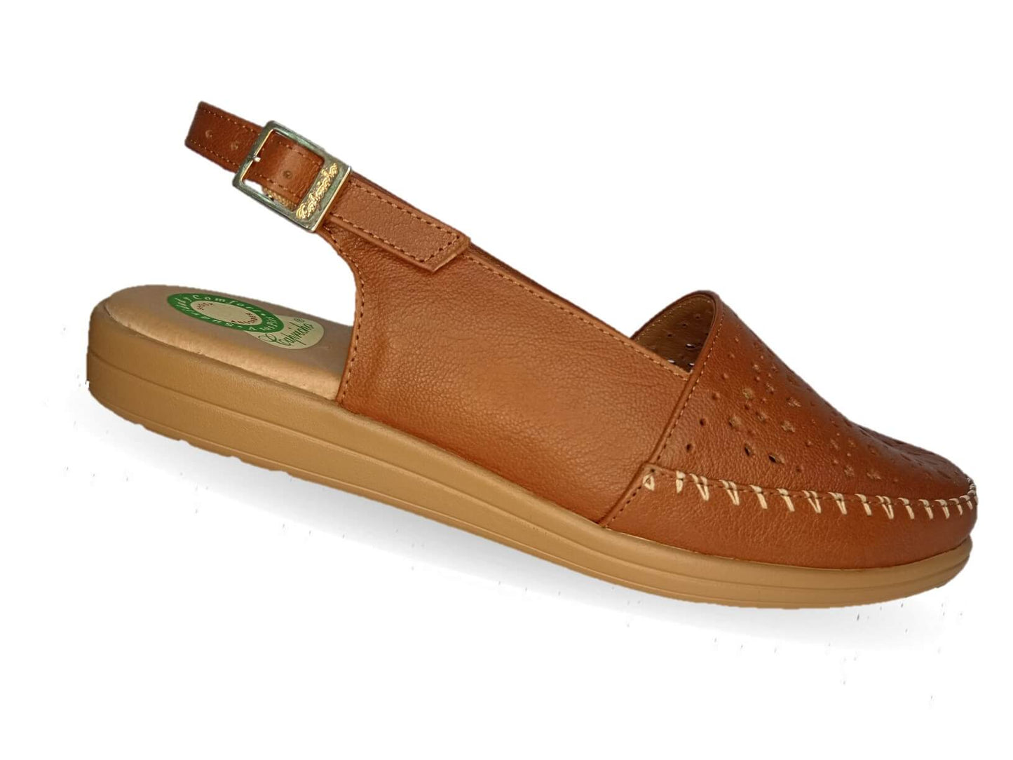 Sandalia de Confort de piel de ternera con Shock Point Capricho 85005 Brandy para mujer