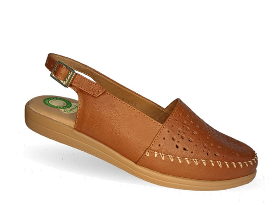 Sandalia de Confort de piel de ternera con Shock Point Capricho 85005 Brandy para mujer