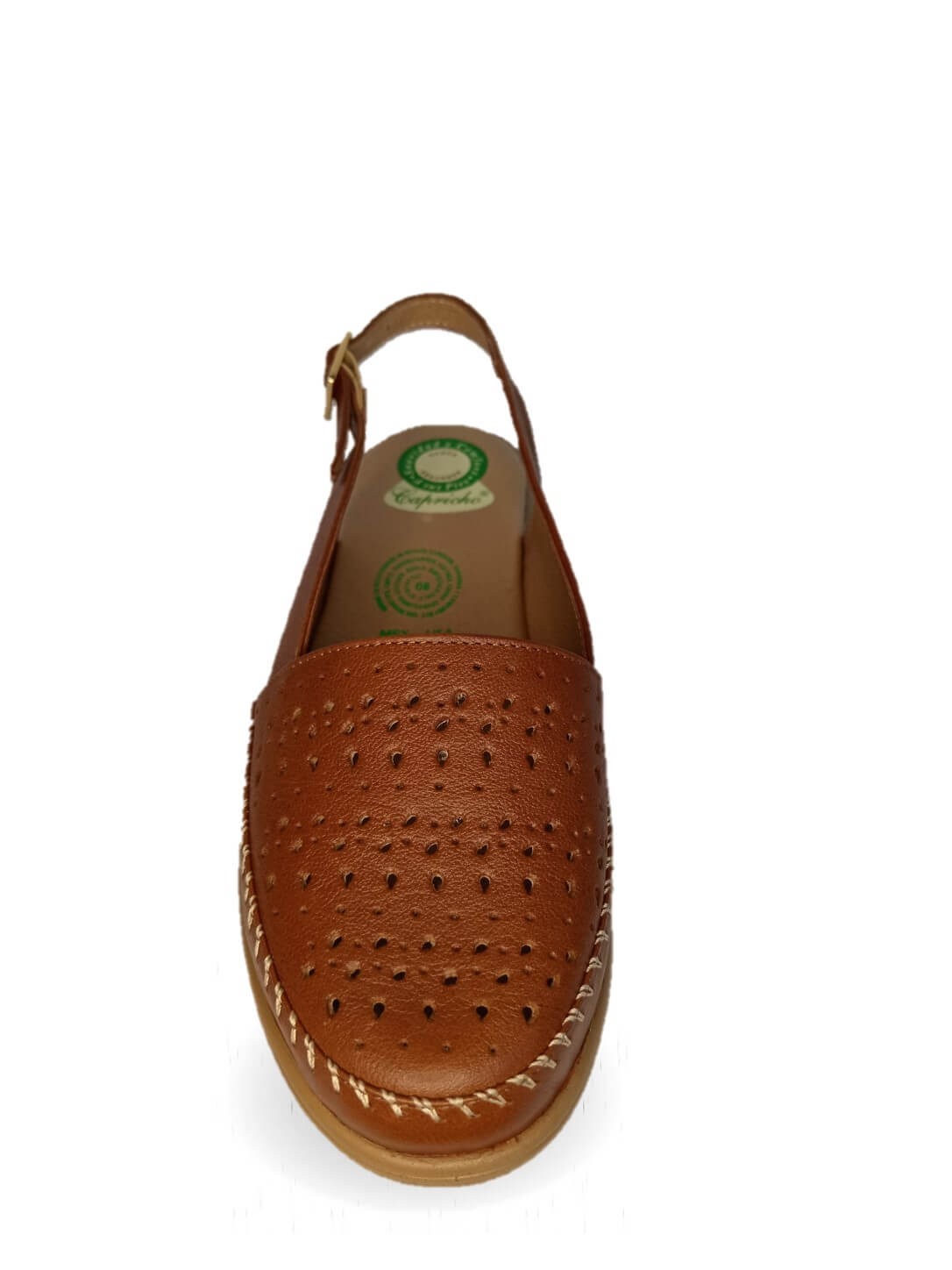 Sandalia de Confort de piel de ternera con Shock Point Capricho 85005 Brandy para mujer