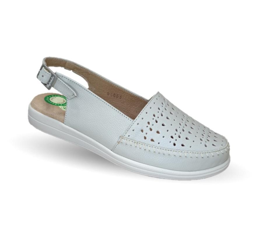 Sandalia de Confort de piel de ternera con Shock Point Capricho 85005 Hueso para mujer