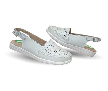 Sandalia de Confort de piel de ternera con Shock Point Capricho 85005 Hueso para mujer