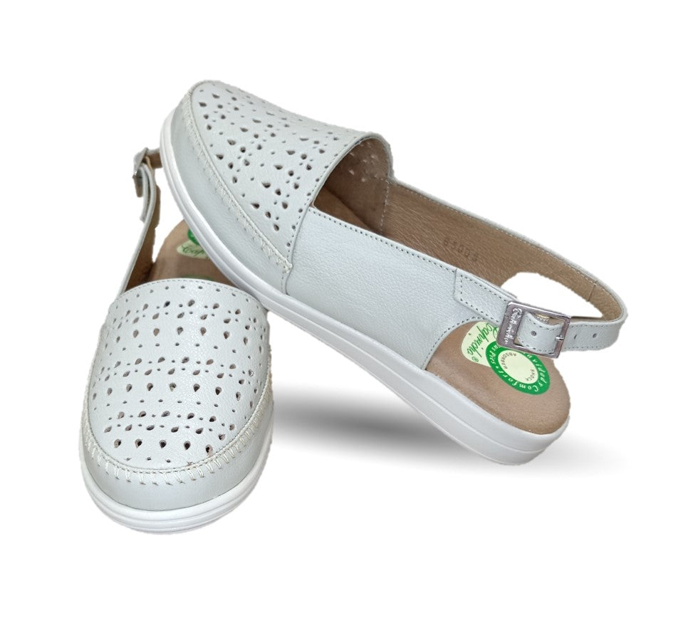 Sandalia de Confort de piel de ternera con Shock Point Capricho 85005 Hueso para mujer