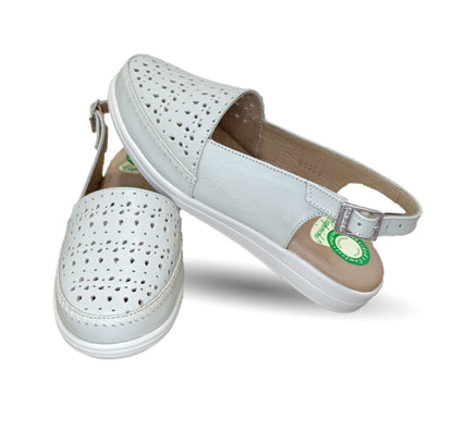 Sandalia de Confort de piel de ternera con Shock Point Capricho 85005 Hueso para mujer