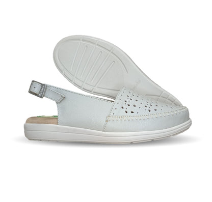 Sandalia de Confort de piel de ternera con Shock Point Capricho 85005 Hueso para mujer