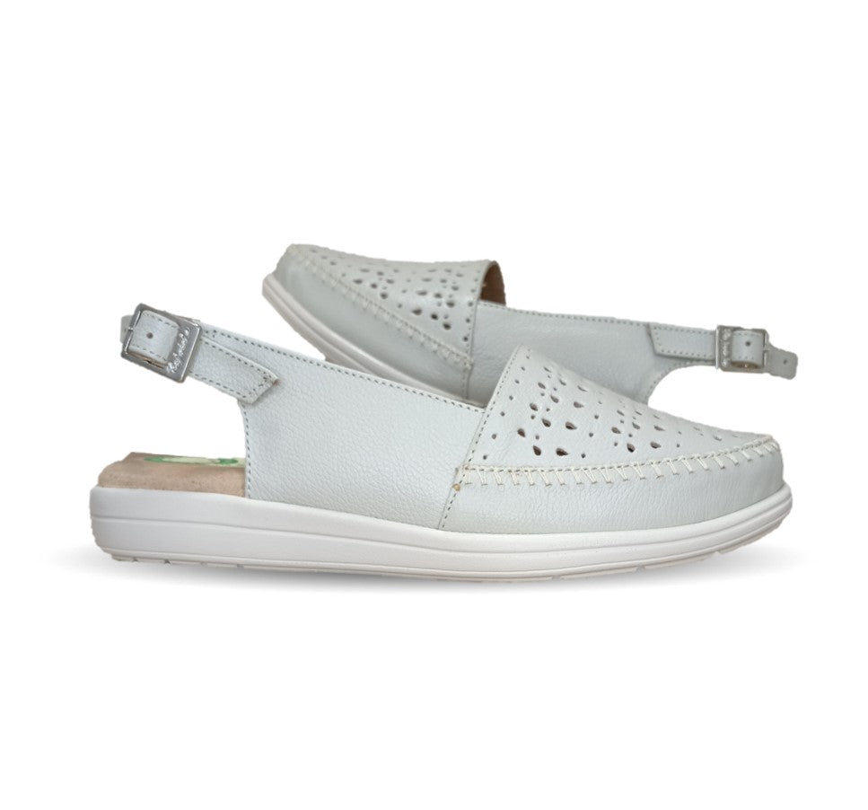 Sandalia de Confort de piel de ternera con Shock Point Capricho 85005 Hueso para mujer