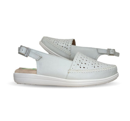 Sandalia de Confort de piel de ternera con Shock Point Capricho 85005 Hueso para mujer